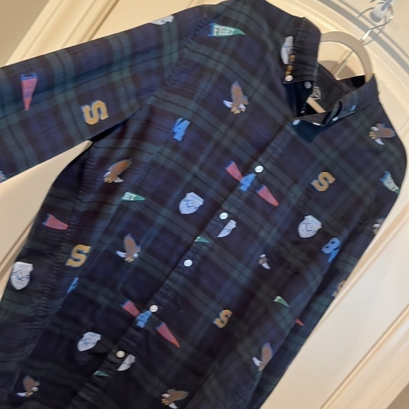 Preppy collegiate varsity game day long sleeve plaid button down shirt unisex XL - Picture 12 of 13